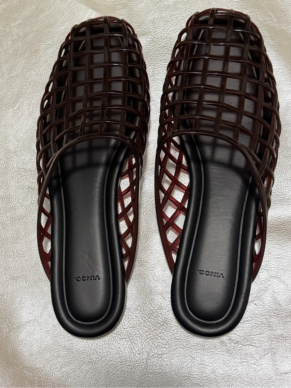 Vince Brown Woven Slide Sandals. NWOT